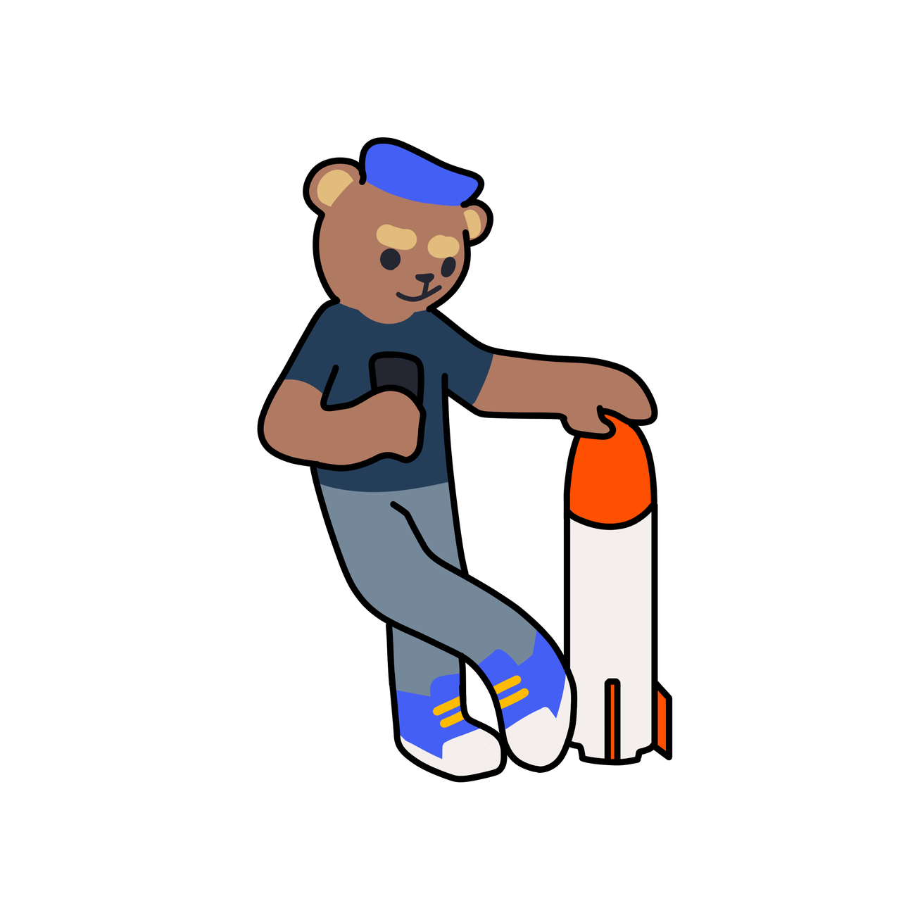 Scotty leaning on an HSP rocket