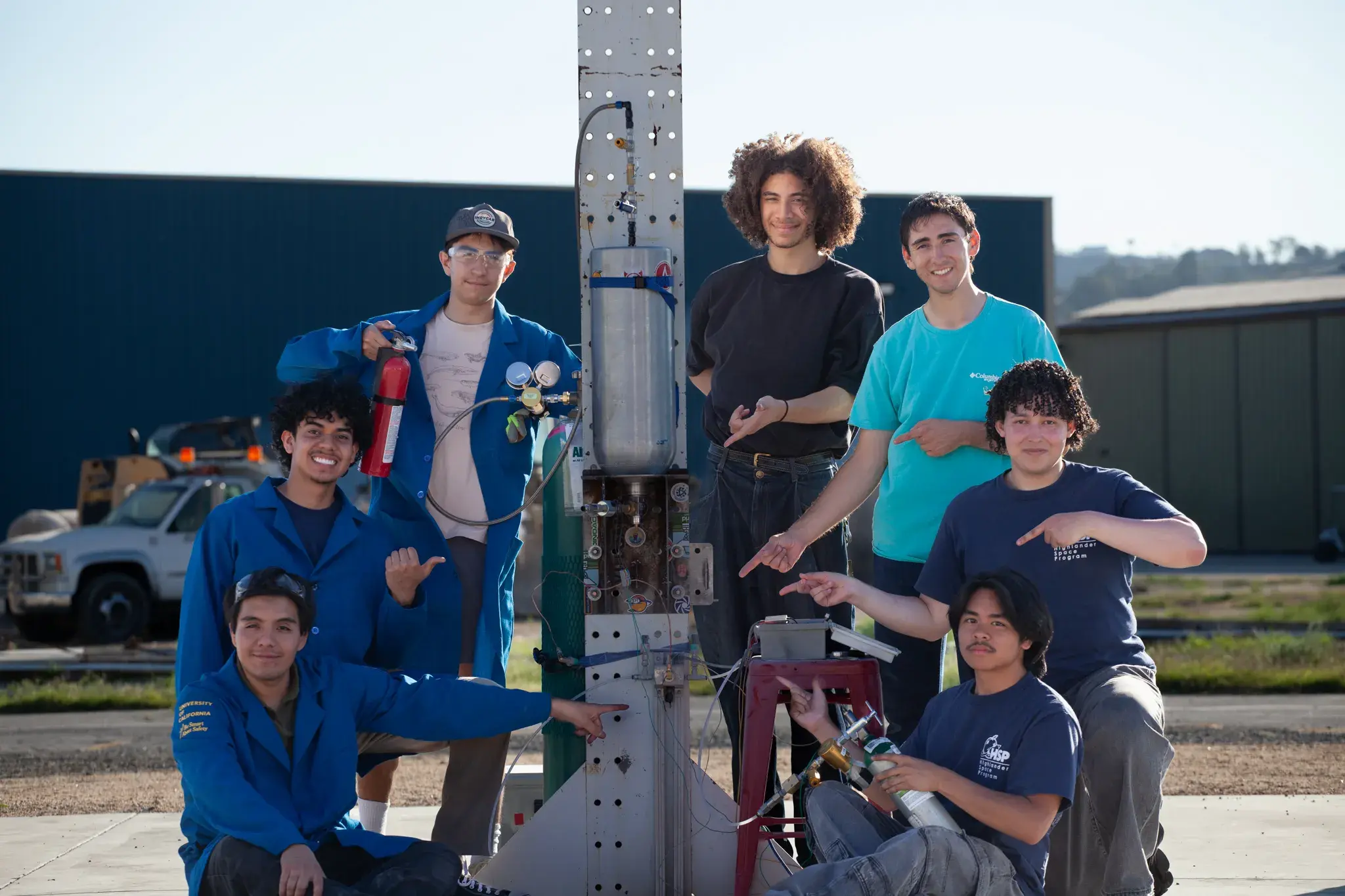 Clementine engine team gathered around their test hardware