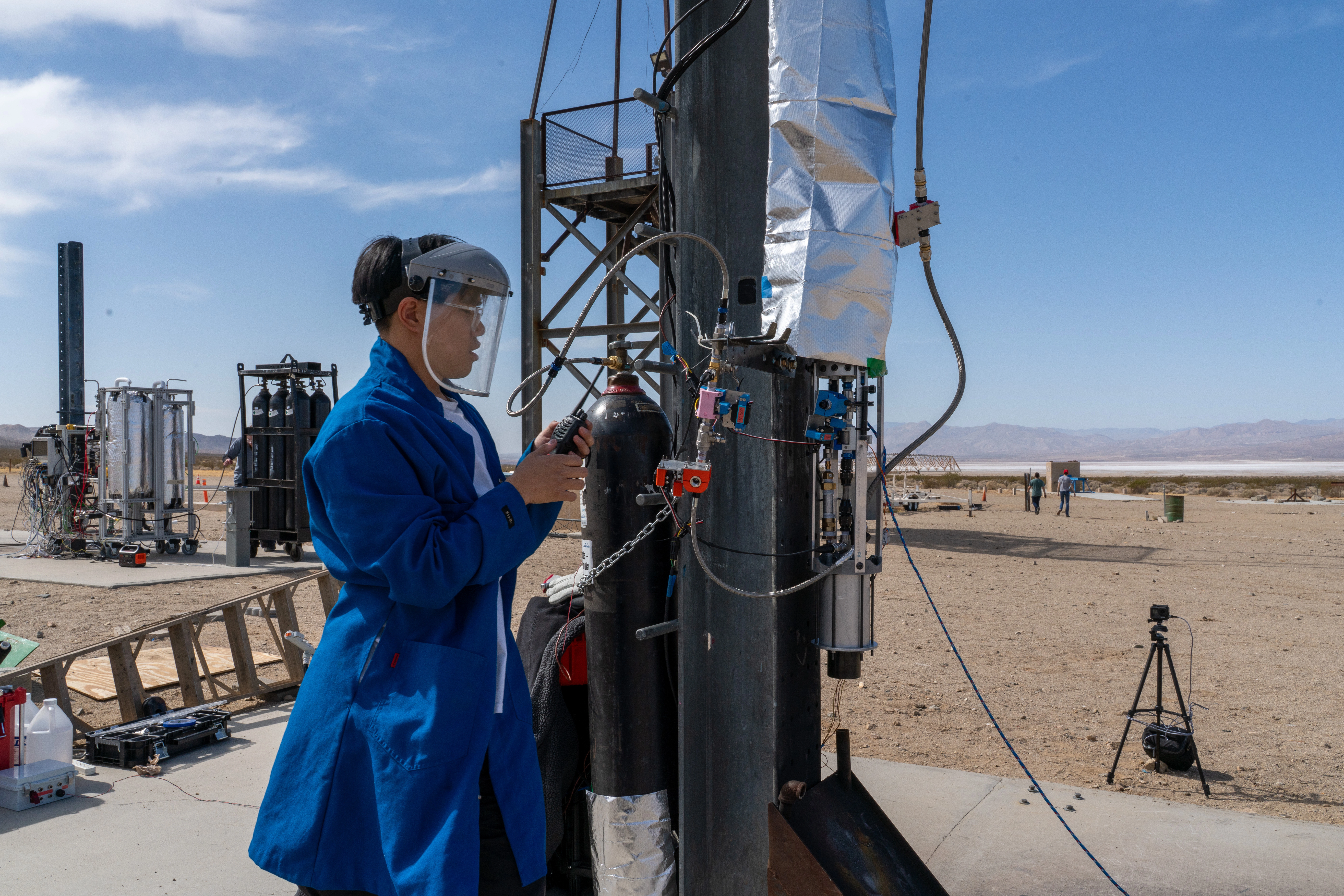Student working on the propulsion test stand